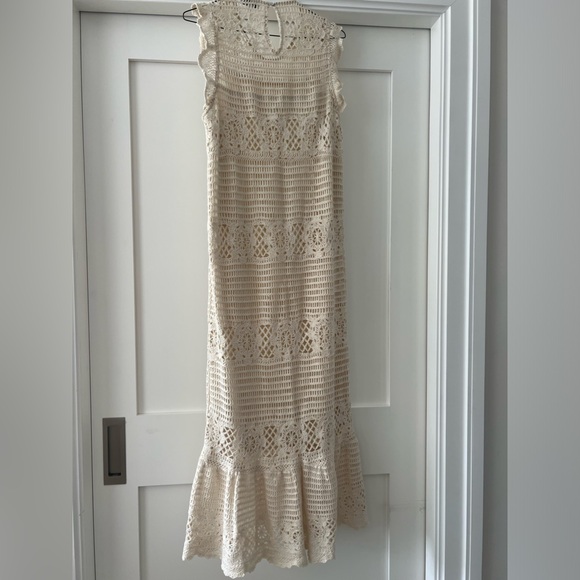 Crochet summer dress in cream color women’s size large - Picture 3 of 8